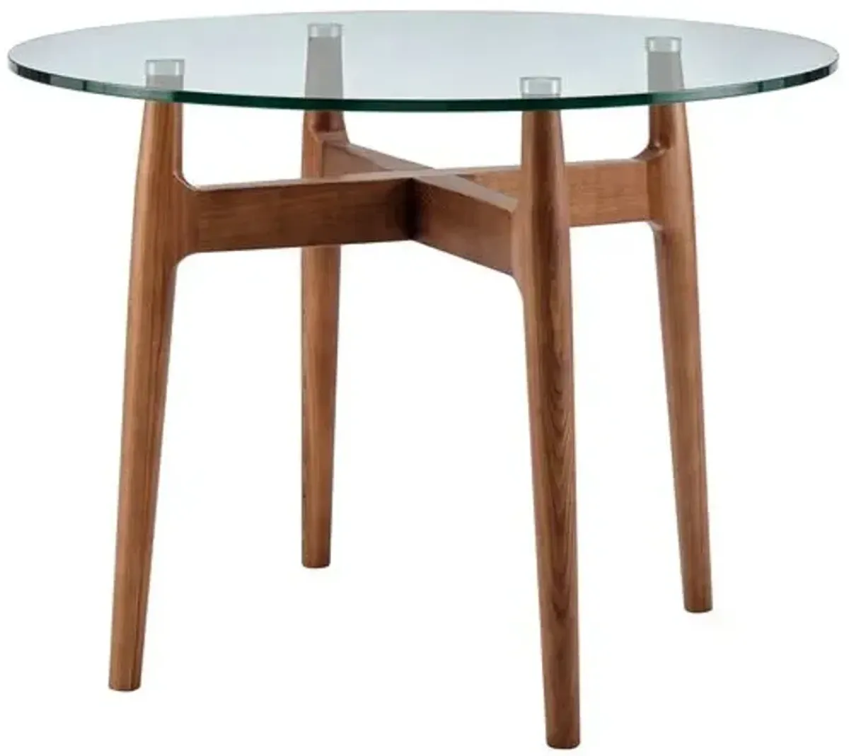 Juniper 42" Glass Top Bistro Table - Walnut - Clear