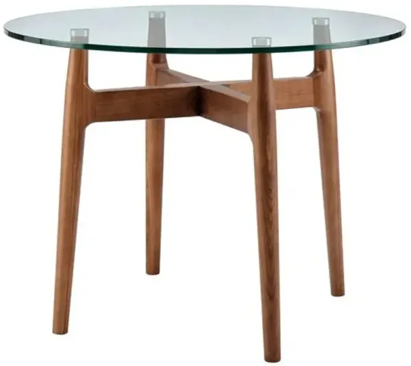 Juniper 42" Glass Top Bistro Table - Walnut - Clear