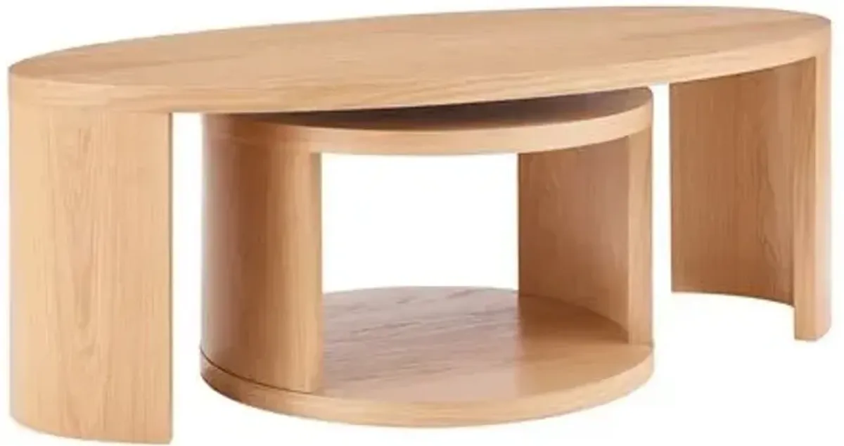 Set of 2 Alden Nesting Coffee Tables - Oak - Brown