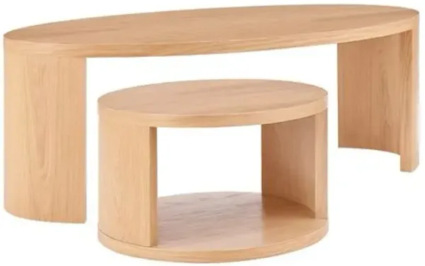 Set of 2 Alden Nesting Coffee Tables - Oak - Brown