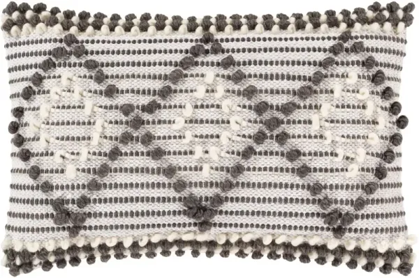 Aldoria Diamond 14"x22" Lumbar Pillow, Charcoal