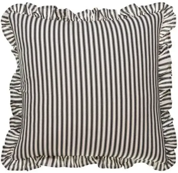Nymara Thin Stripe Accent Pillow w/Ruffles - Black