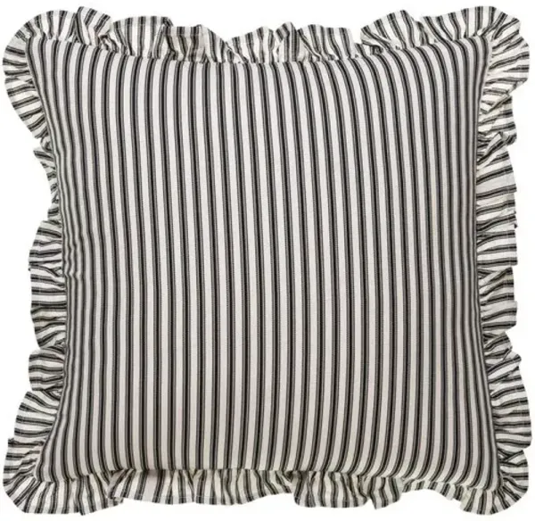 Nymara Thin Stripe Accent Pillow w/Ruffles - Black