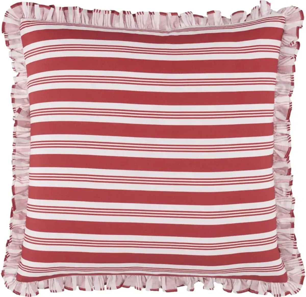 Nymara Bold Stripe Accent Pillow w/Ruffles, Red