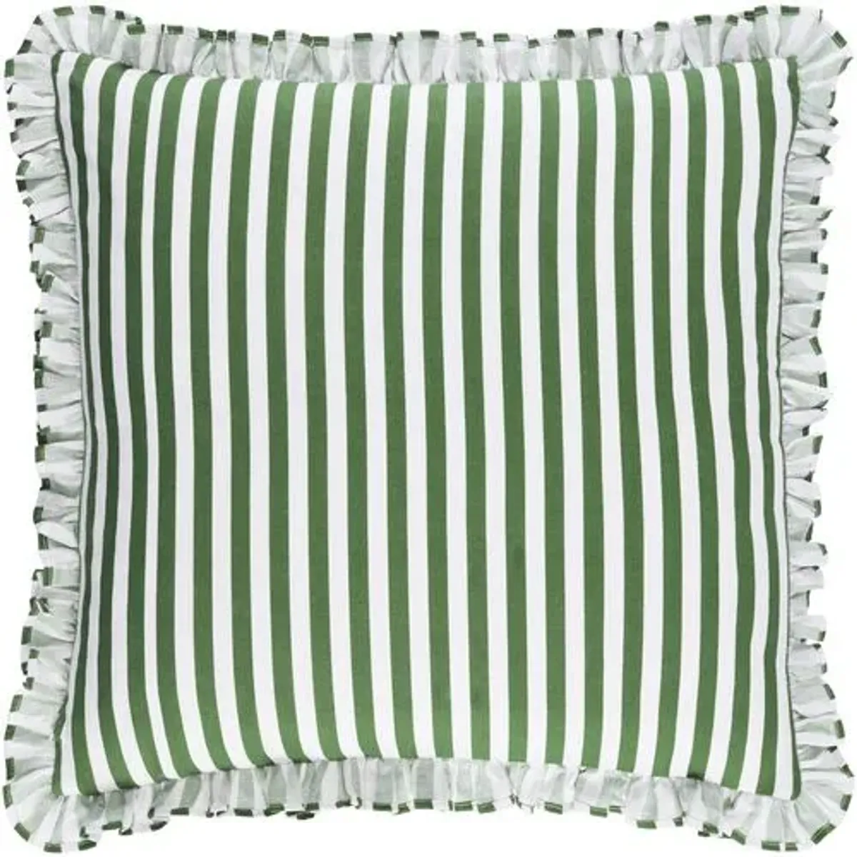 Nymara Stripe Accent Pillow w/Ruffles - Green