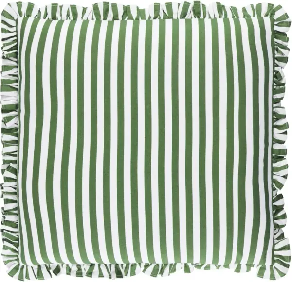 Nymara Stripe Accent Pillow w/Ruffles, Green