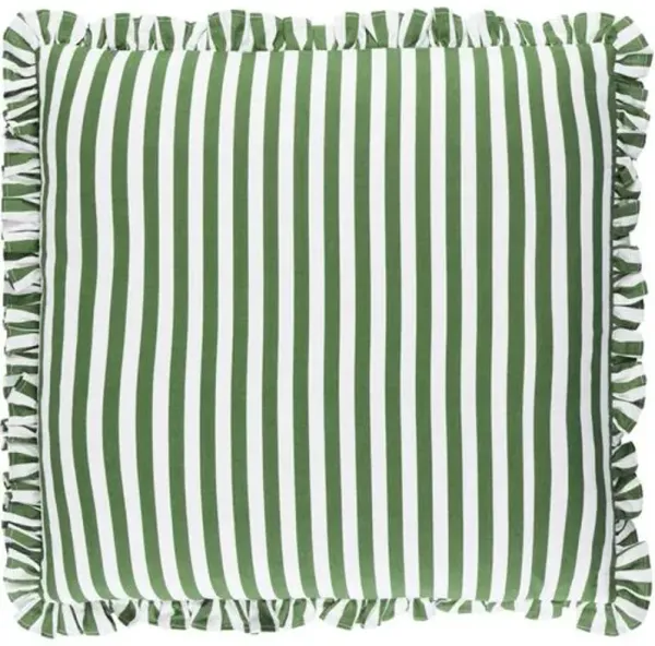 Nymara Stripe Accent Pillow w/Ruffles - Green