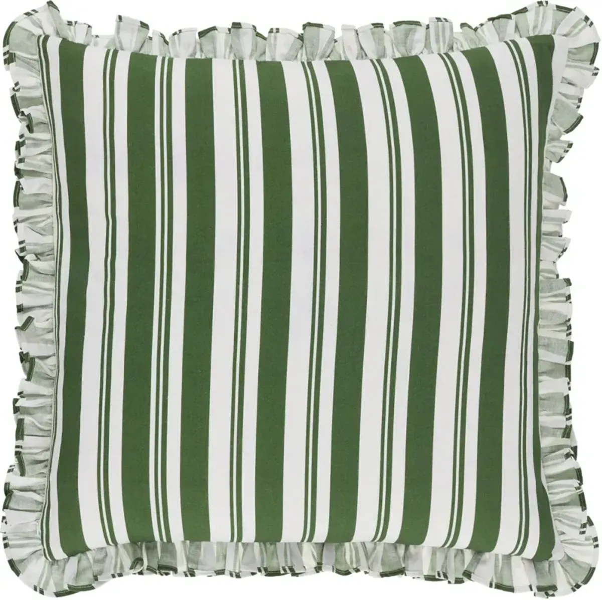 Nymara Bold Stripe Accent Pillow w/Ruffles, Green