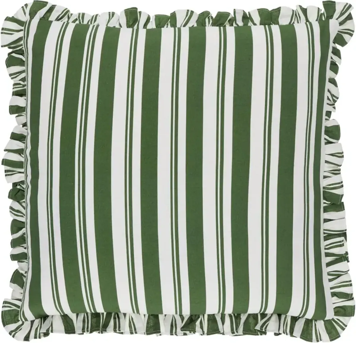 Nymara Bold Stripe Accent Pillow w/Ruffles, Green
