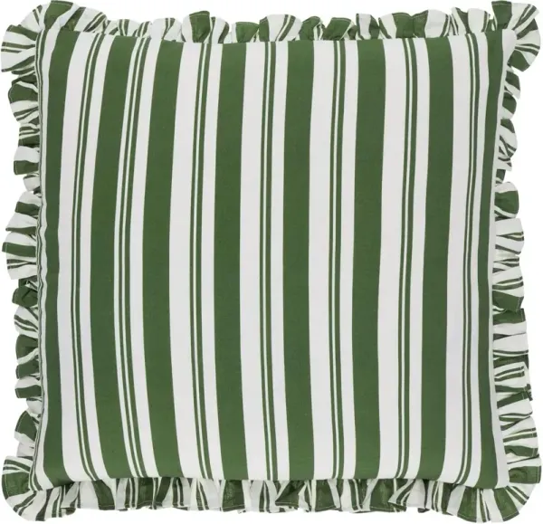 Nymara Bold Stripe Accent Pillow w/Ruffles, Green