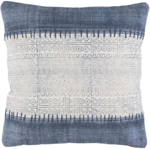 Roanna Patchwork Accent Pillow - Cream/Blue
