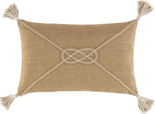 Elenira 14"x22" Lumbar Pillow w/Tassels, Brown