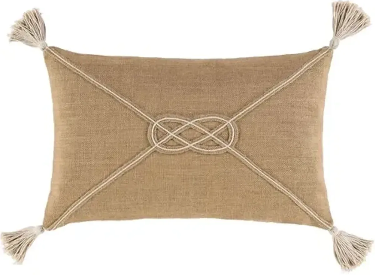 Elenira 14"x22" Lumbar Pillow w/Tassels - Brown