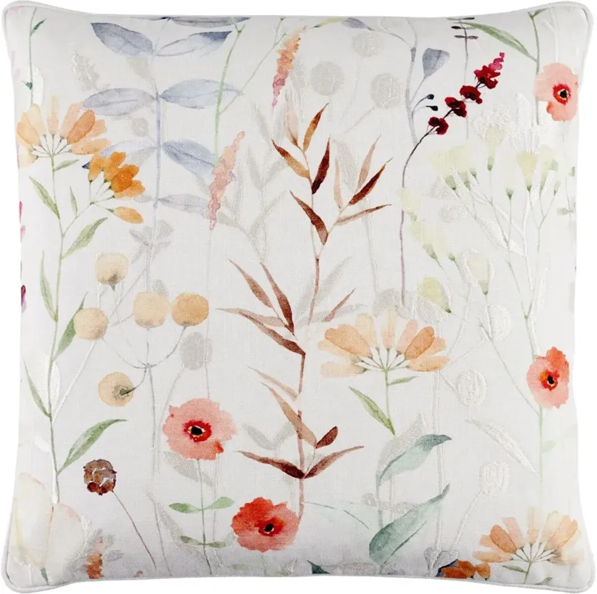 Lulabelle Watercolor Garden Accent Pillow, Off-White