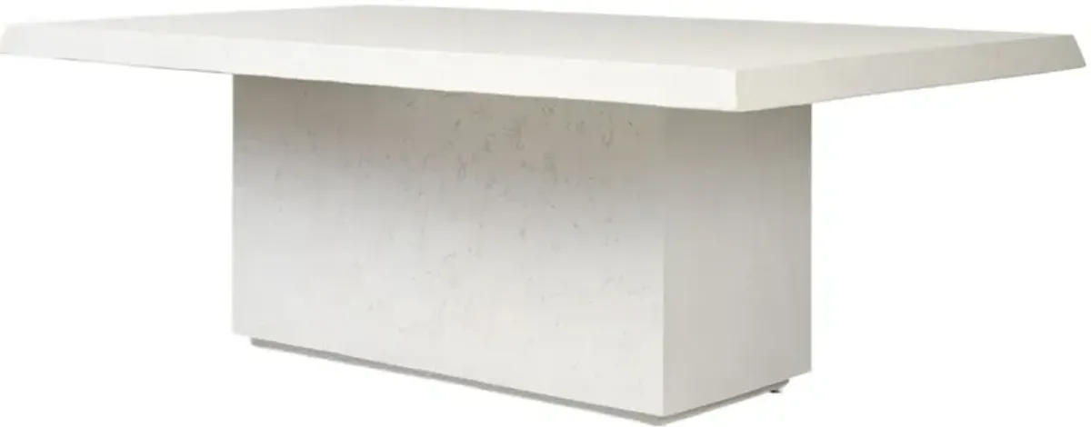 Avila 84" Outdoor Rectangular Concrete Dining Table, Aged White