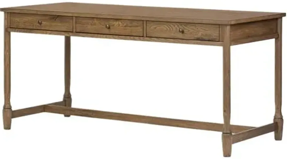 Bari 3-Drawer Desk - Warm Natural Oak - Amber Lewis x Four Hands - Brown