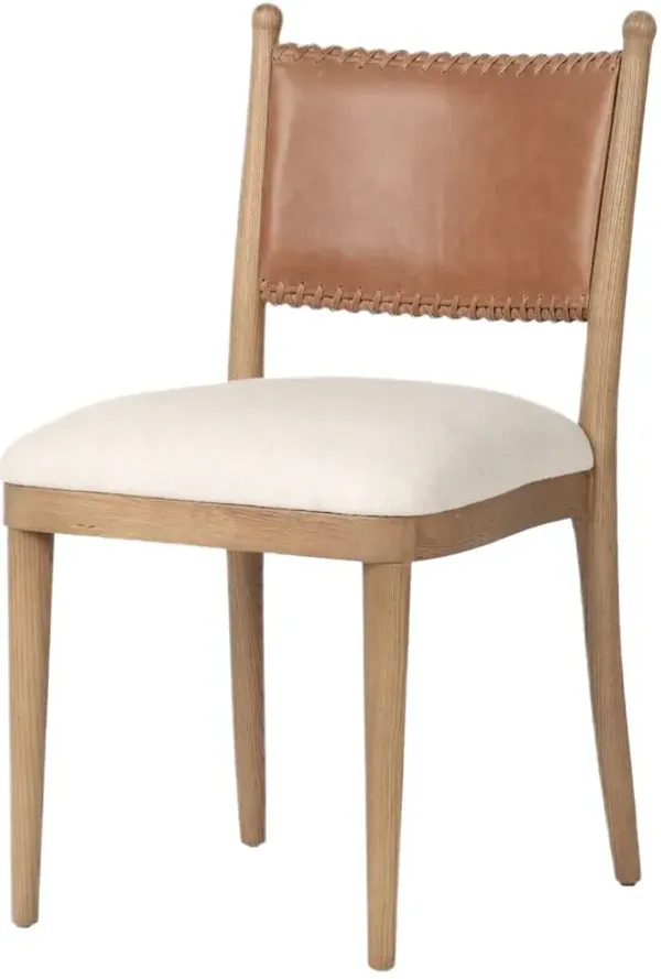 Bella Leather/Linen Dining Chair, Antwerp Natural