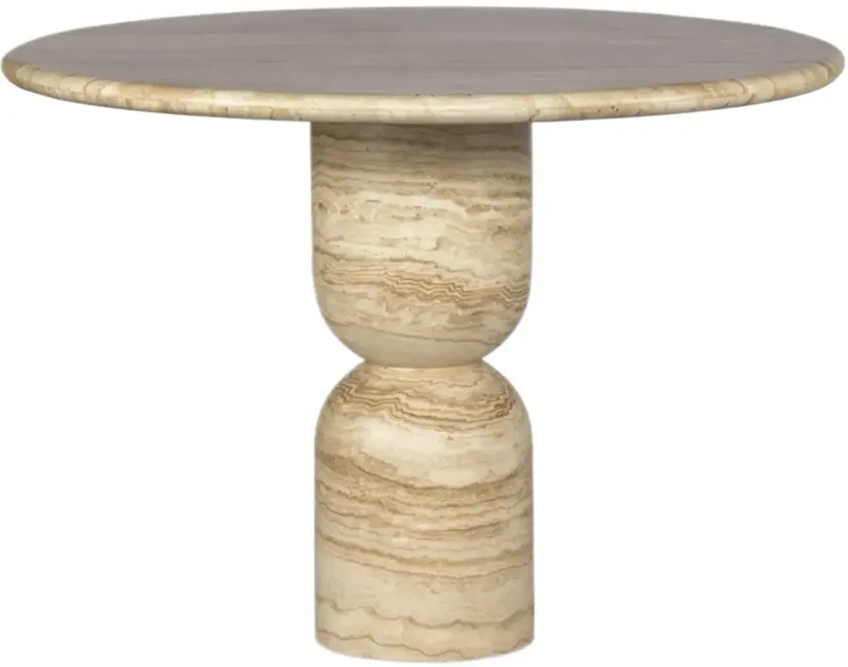 Figueroa Travertine 42" Round Dining Table, Light Beige