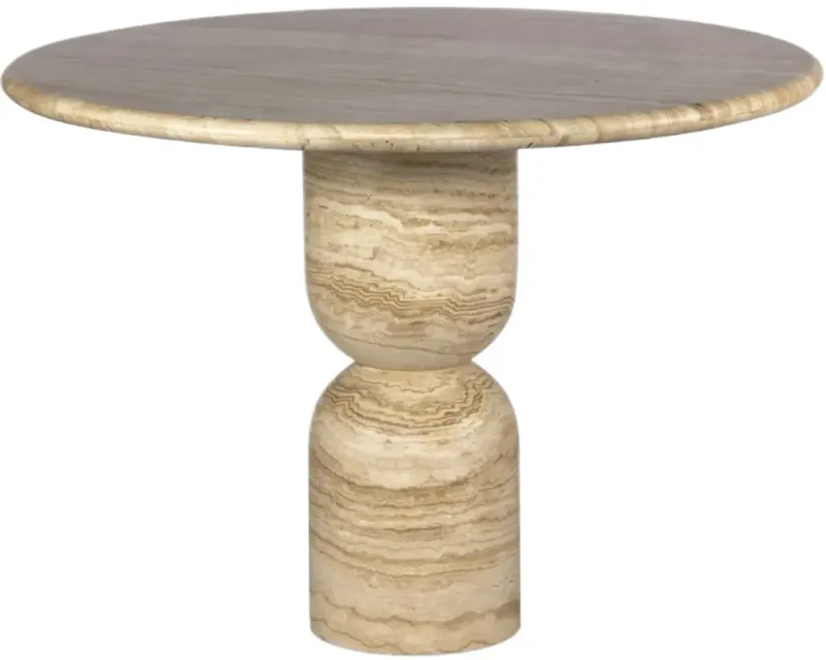 Figueroa Travertine 42" Round Dining Table, Light Beige