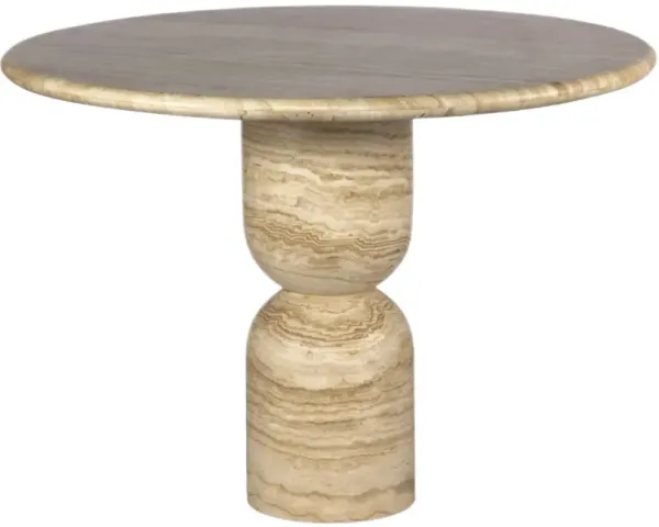 Figueroa Travertine 42" Round Dining Table, Light Beige