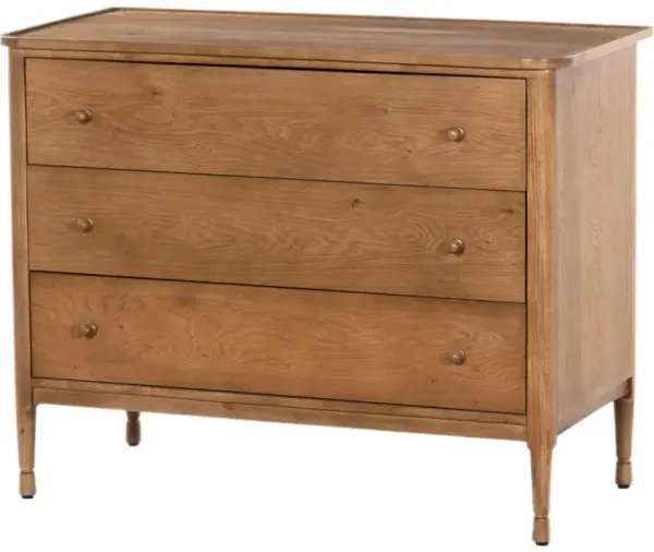 Franny 3-Drawer Oak Chest, Saddle Brown