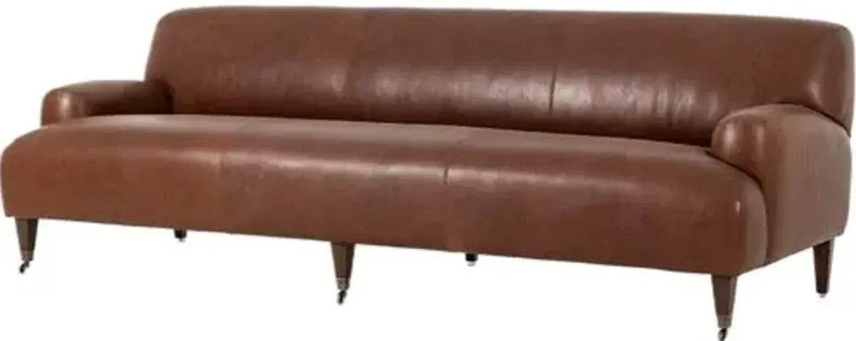 Kent Leather Sofa - Dulane Mahogany - Amber Lewis x Four Hands