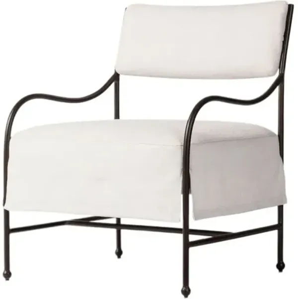 Nevin Outdoor Aluminum Lounge Chair - Alessi Linen - Amber Lewis x Four Hands - White