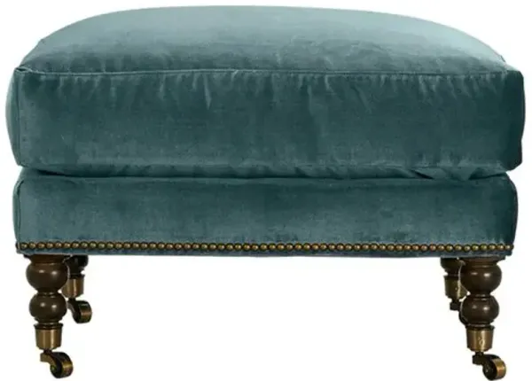 Margot Velvet Ottoman - Blue