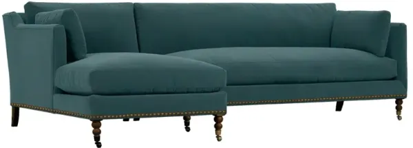 Margot Velvet Sectional Chaise - Blue - Comfortable, Sturdy, Stylish