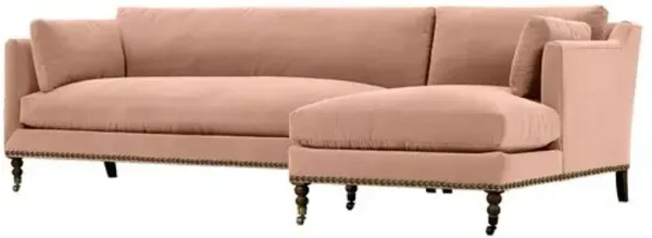 Margot Velvet Sectional Chaise - Pink - Comfortable, Sturdy, Stylish