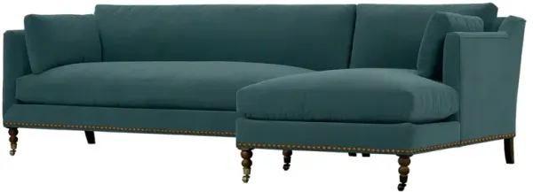 Margot Velvet Sectional Chaise - Blue - Comfortable, Sturdy, Stylish