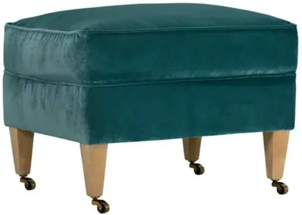 Elodie Velvet Ottoman - Blue