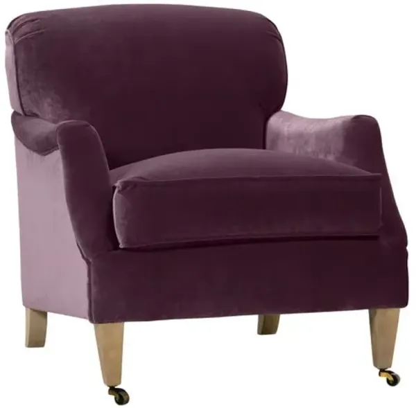 Elodie Velvet Accent Chair - Purple, Comfortable, Durable