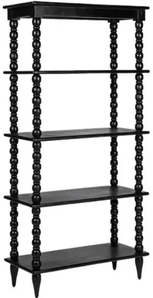 Thalyn Spindle Tall Bookcase - Tulsi Home - Black