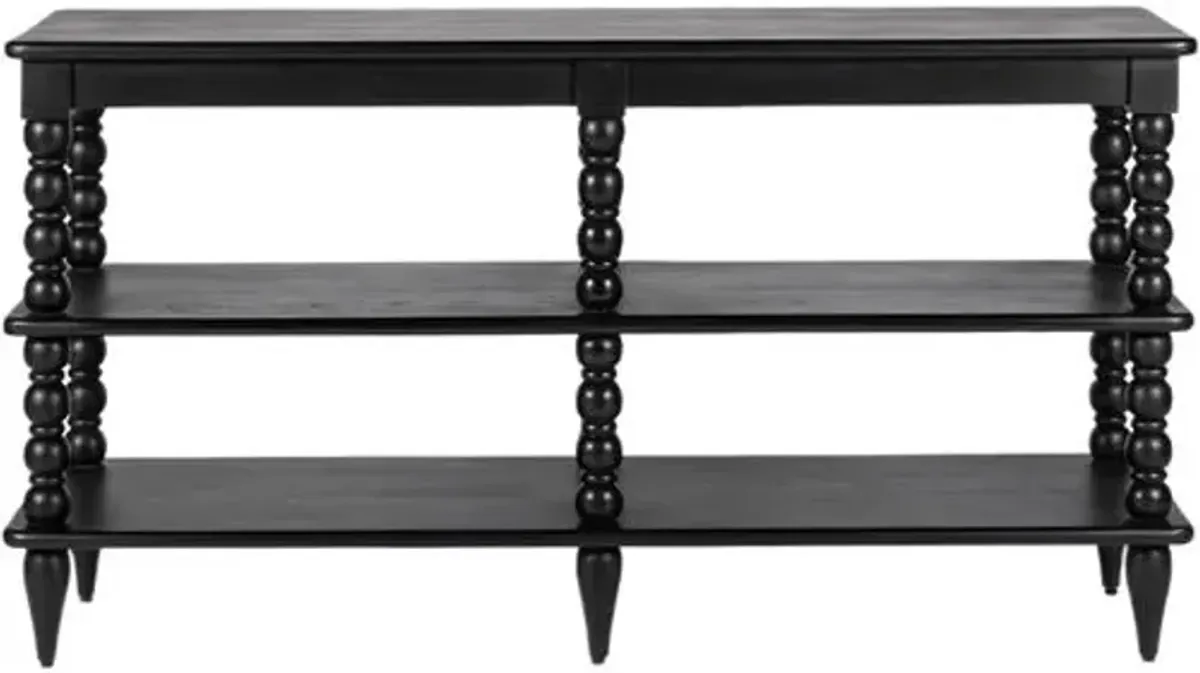 Thalyn Spindle Wide Bookcase/Console Table - Tulsi Home - Black
