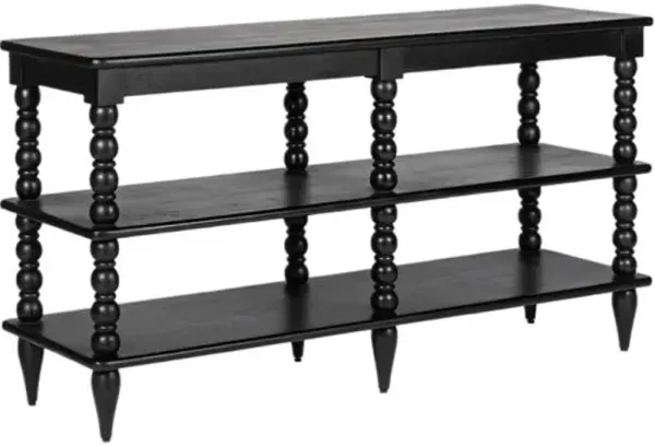 Thalyn Spindle Wide Bookcase/Console Table - Tulsi Home - Black