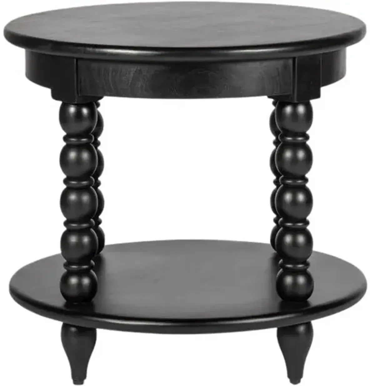 Thalyn Spindle Round End Table - Tulsi Home - Black