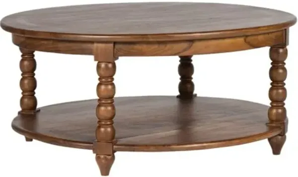 Thalyn Spindle 40" Round Coffee Table - Tulsi Home - Brown