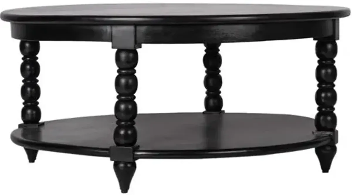 Thalyn Spindle 40" Round Coffee Table - Tulsi Home - Black