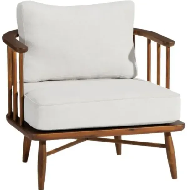 Zyra Performance Linen Spindle Armchair - Walnut/Dove - Tulsi Home - Ivory
