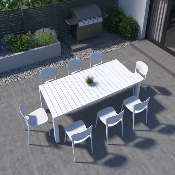 Astor 9-Pc Outdoor Aluminum Dining Set - White