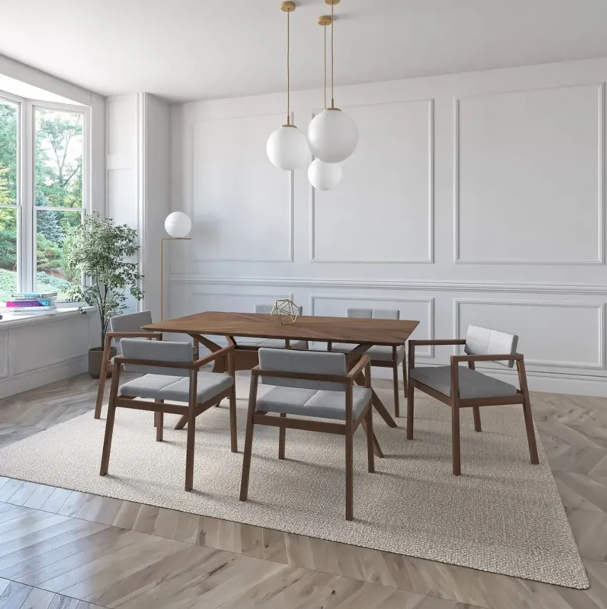 Mercer 7-Pc Rectangular Dining Set - Brown