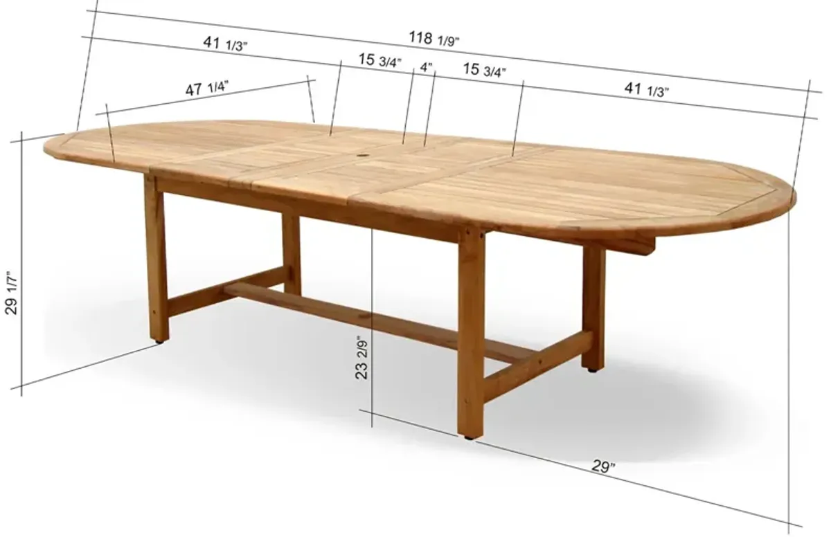 Jardin Outdoor Teak Extension Dining Table, Natural