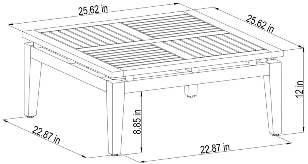Soho Grove Outdoor Square Coffee Table - Natural Teak/Aluminum - Brown