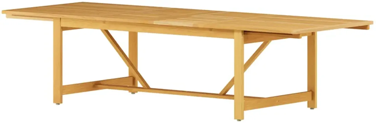 Hudson Row Rectangular Extension Outdoor Eucalyptus Dining Table - Natural