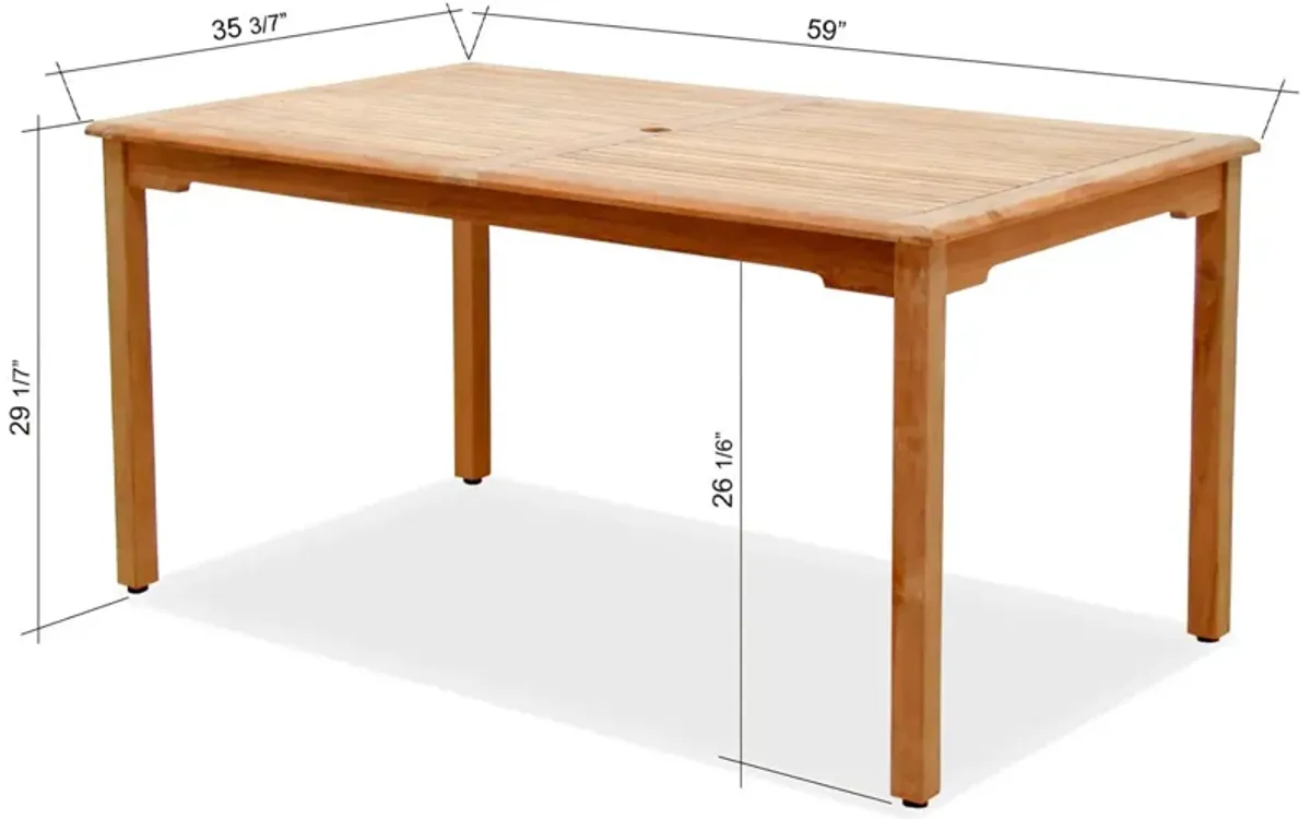 Belgravia Rectangular Outdoor Teak Dining Table, Natural