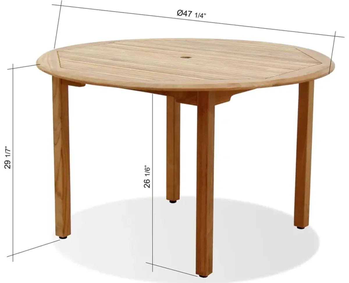 Belgravia Round Outdoor Teak Dining Table, Natural