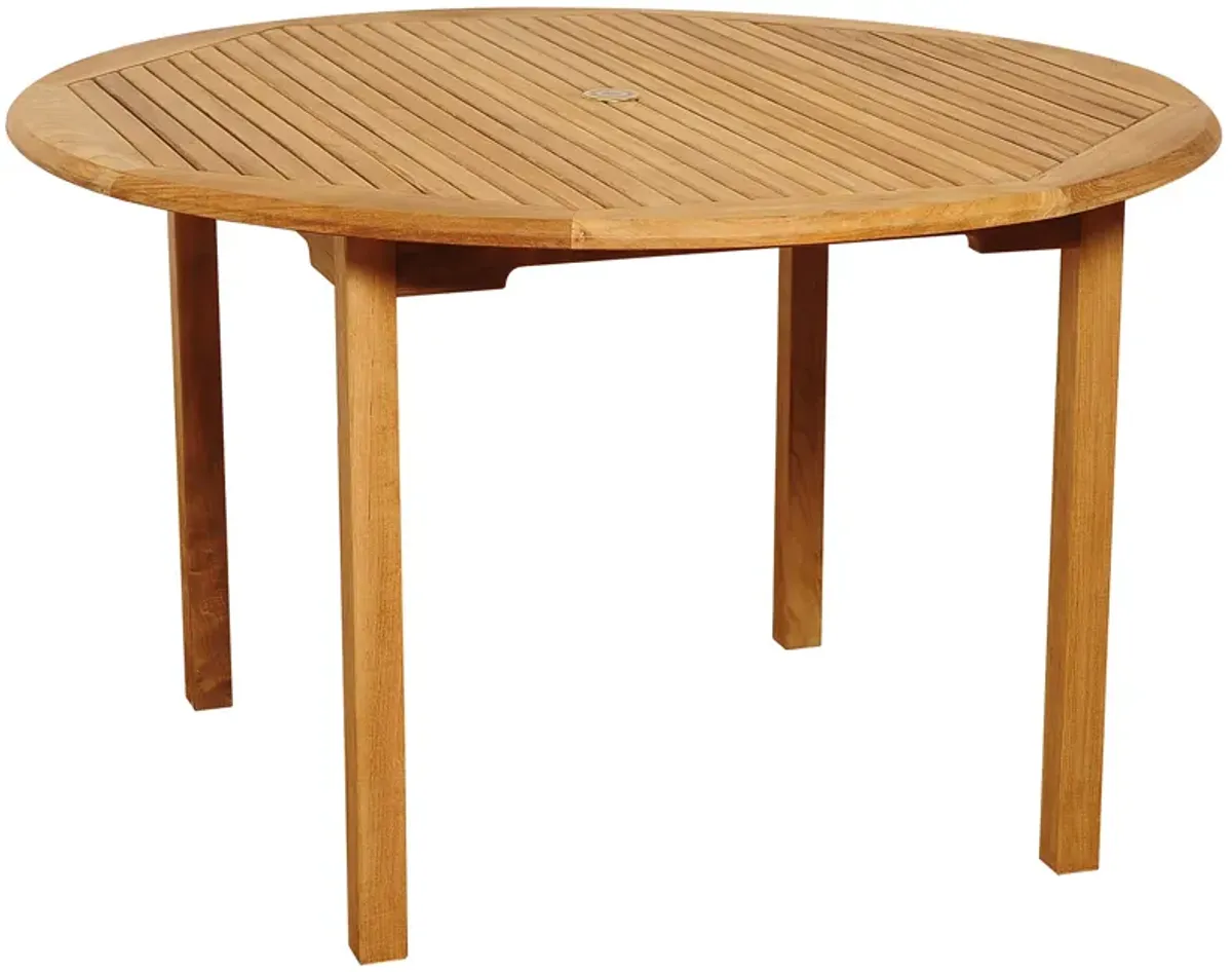 Belgravia Round Outdoor Teak Dining Table, Natural