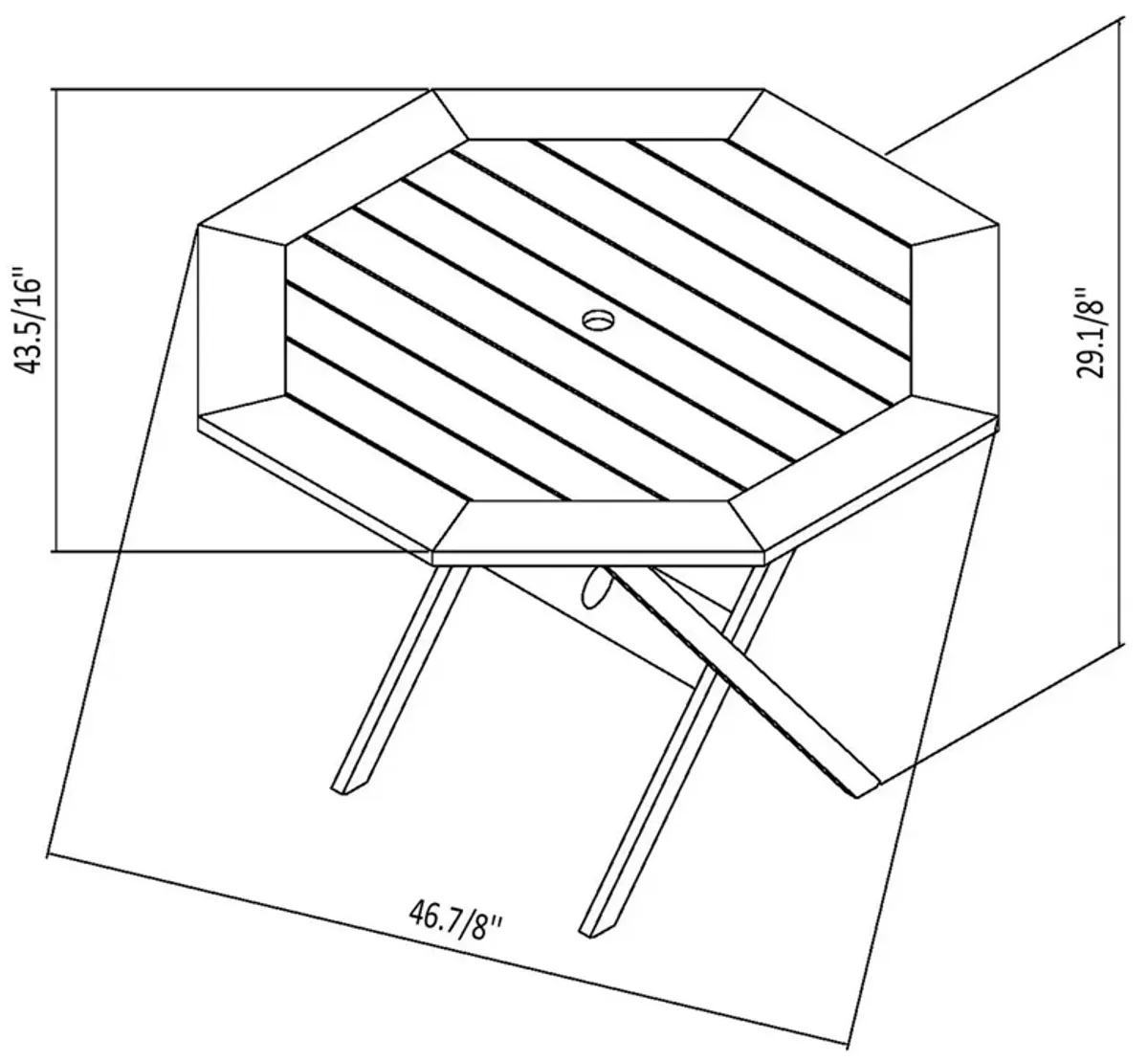 Samos Folding Outdoor Eucalyptus Octagonal Dining Table - Natural