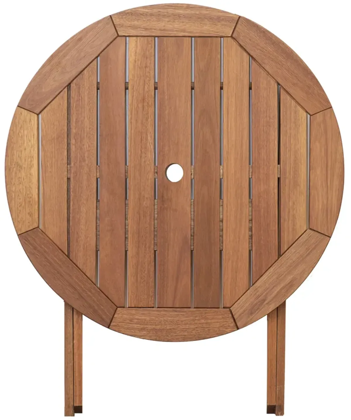 Samos Folding Outdoor Eucalyptus Round Dining Table, Natural